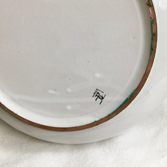 Mid Century Salad Bowl 11 1/2" + Serving Spoon & Fork Ceramic Italy 1954 Vintage - Picture 5 of 11